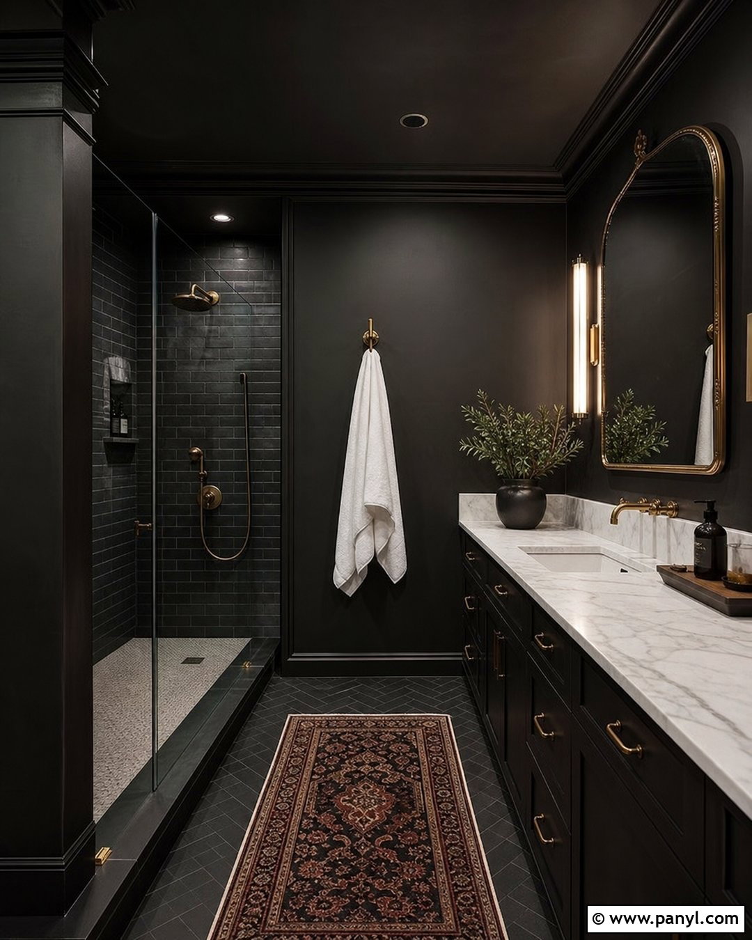 Color Drenched Black Bathroom Walls - 30 Dark Bathroom Walls