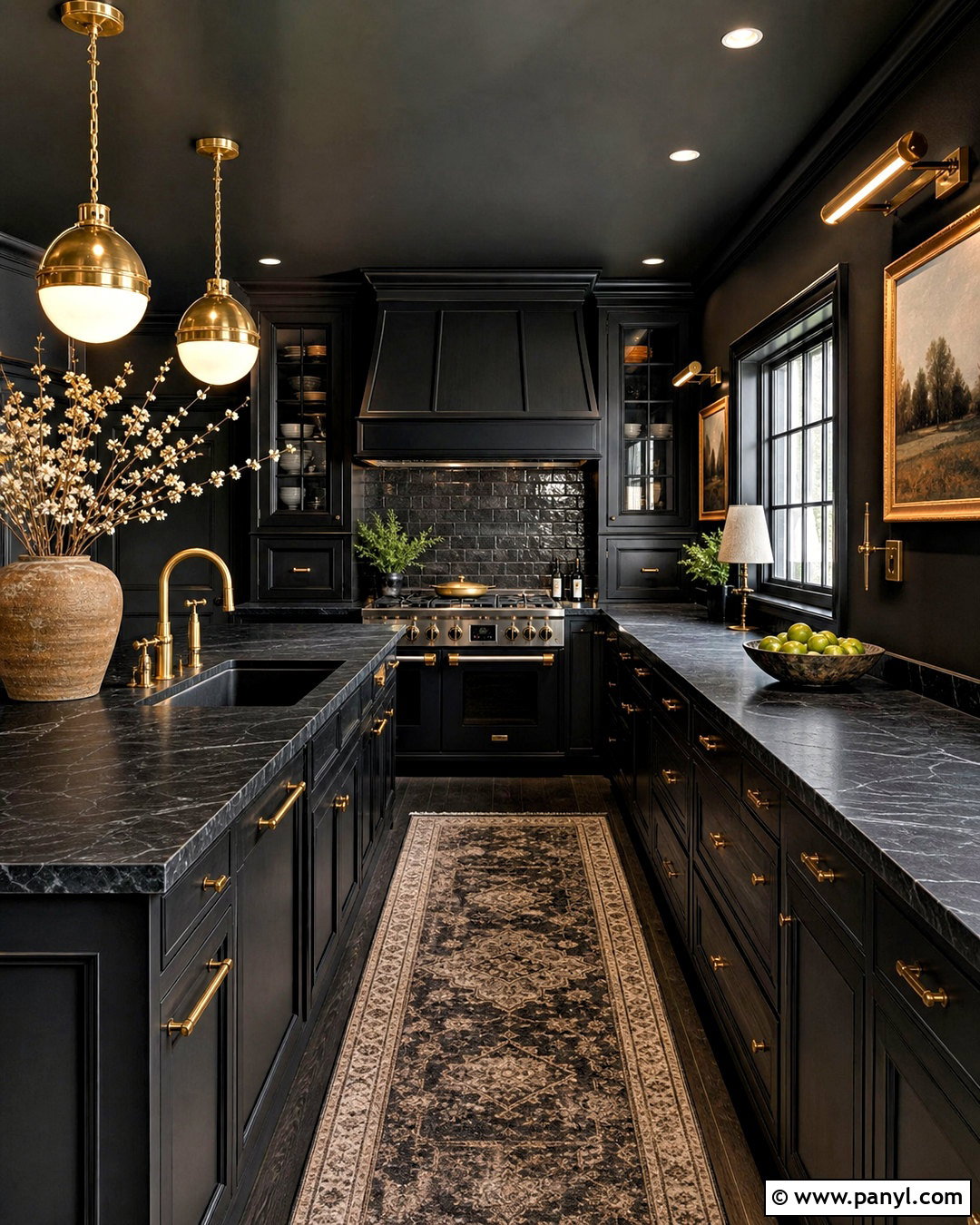 Color-Drenched Black Kitchen - 20 all black kitchen ideas