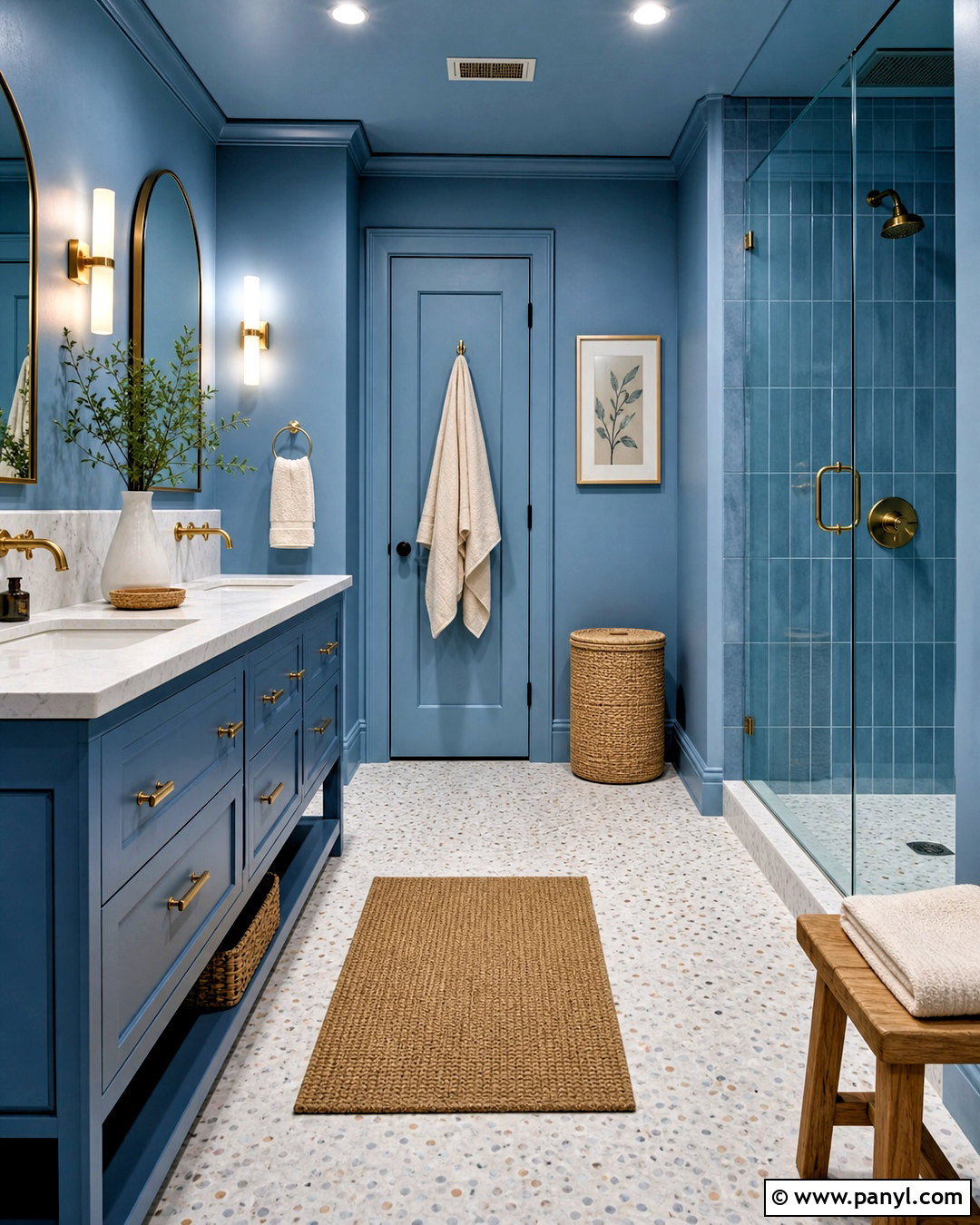 Color-Drenched Blue Bathroom - 20 blue bathroom design ideas