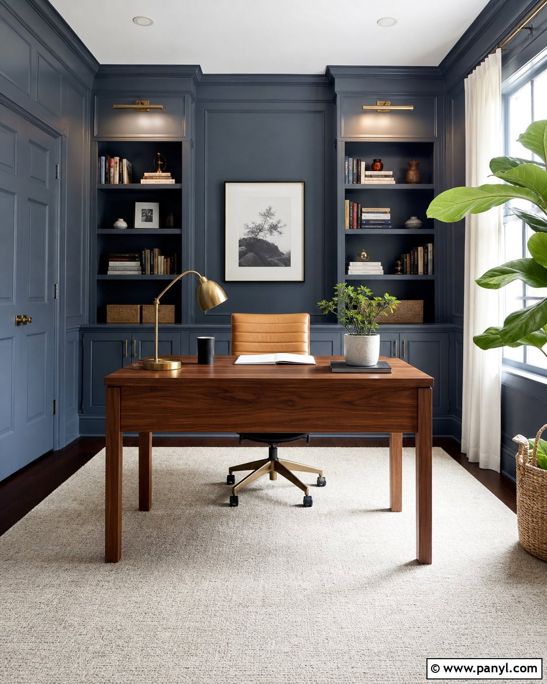 Color Drenched Blue Gray Home Office - 30 blue gray walls