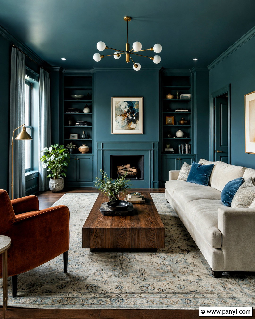 Color Drenched Blue Green Wall Color - 40 Aesthetic Wall Colour Ideas