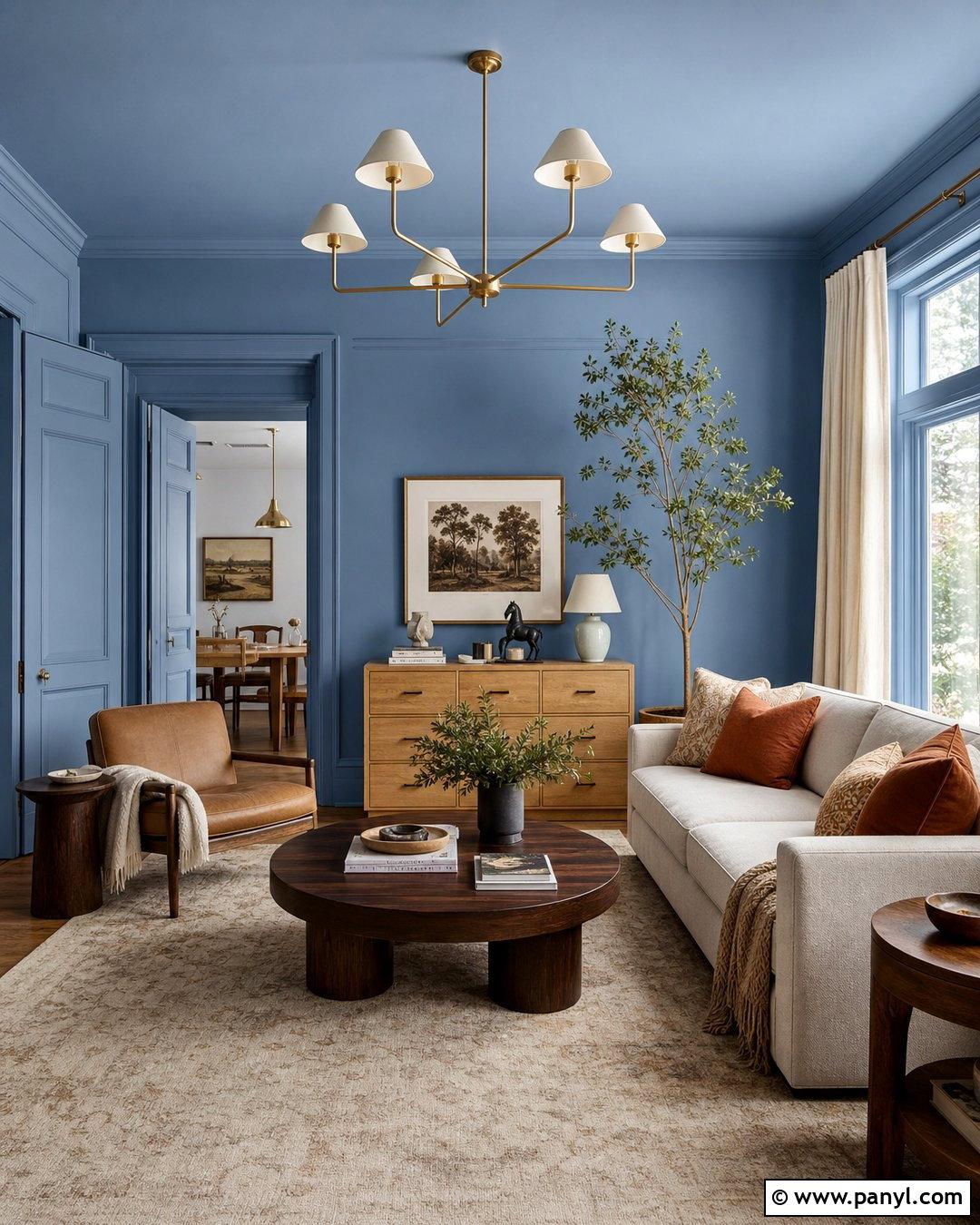 Color Drenched Blue Room - 35 Aesthetic Room Wall Color Ideas