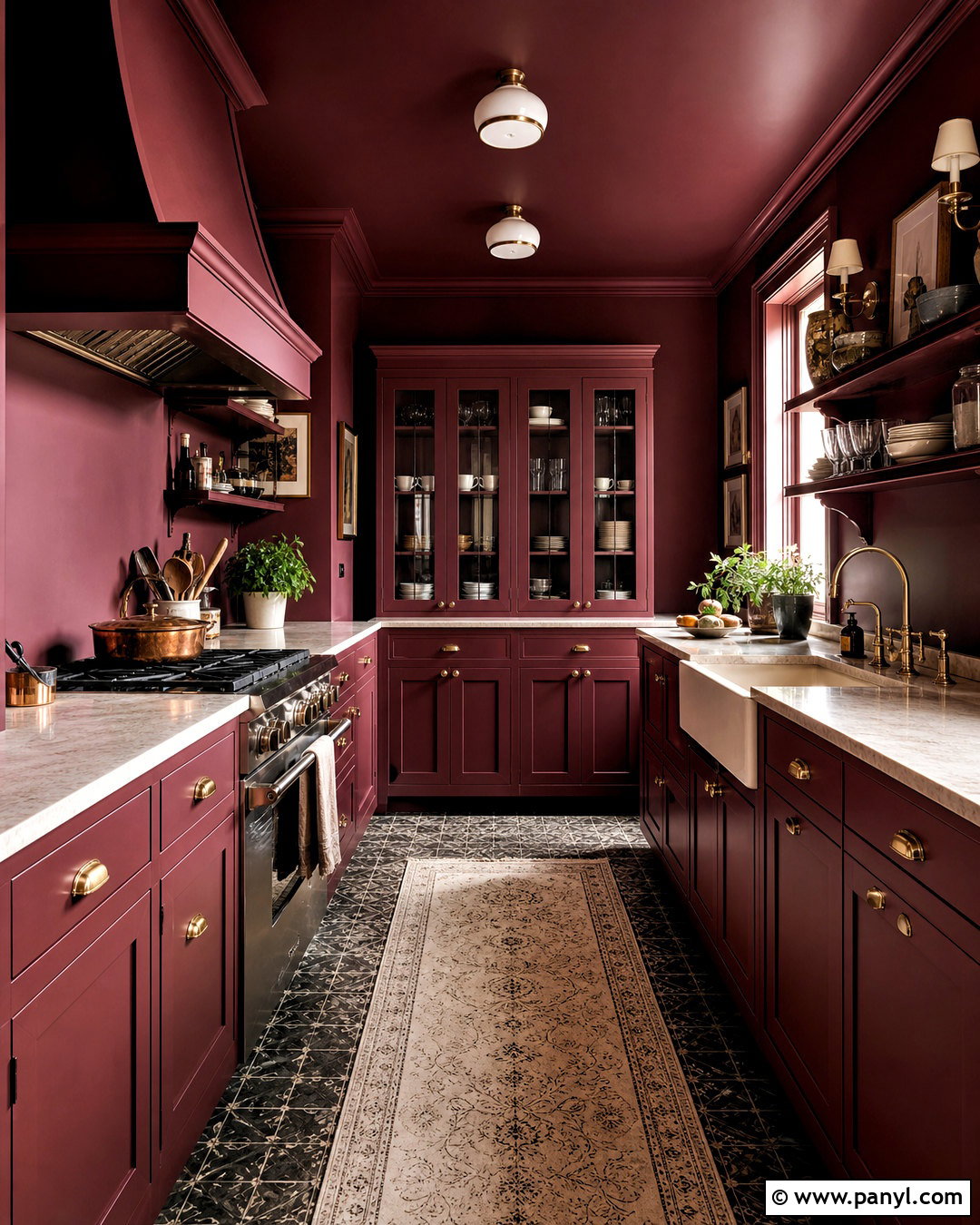Color-Drenched Bordeaux Kitchen - 20 bordeaux kitchen ideas