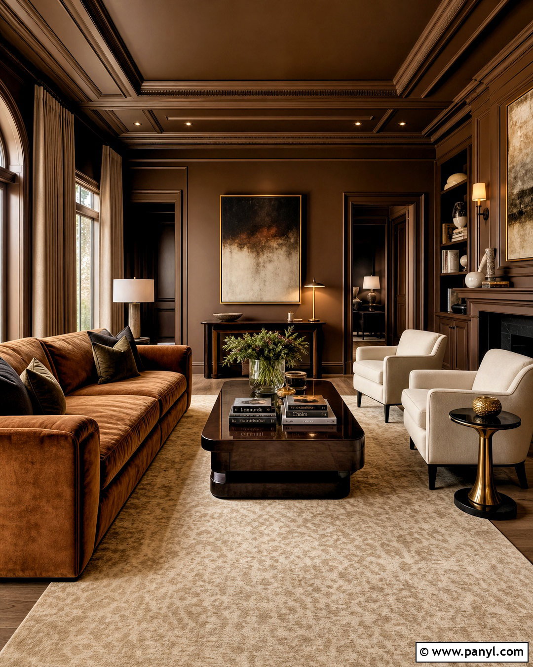 Color Drenched Brown Living Room - 20 warm brown living room ideas