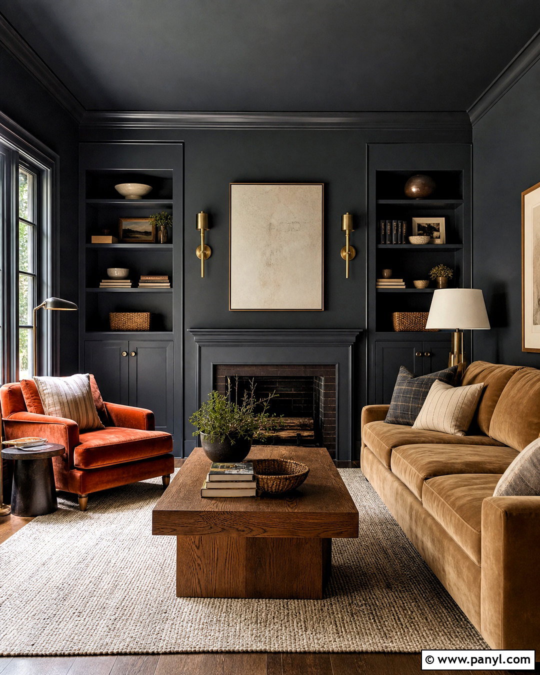 Color Drenched Charcoal Trim - 20 dark painted trim ideas