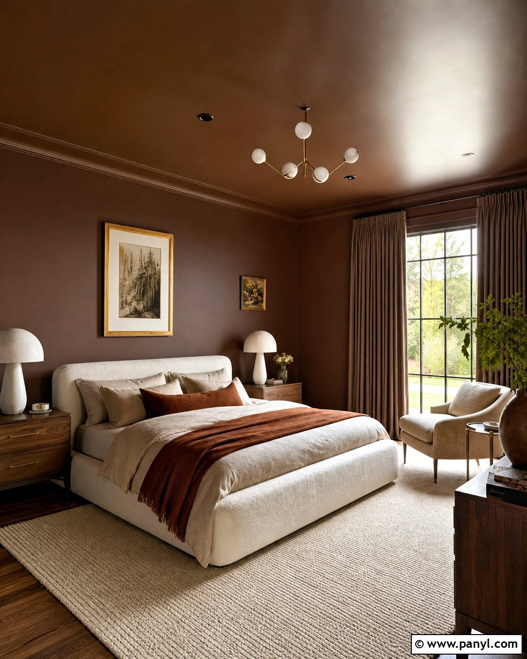Color-Drenched Chocolate Brown Bedroom - 20 chocolate brown walls bedroom ideas