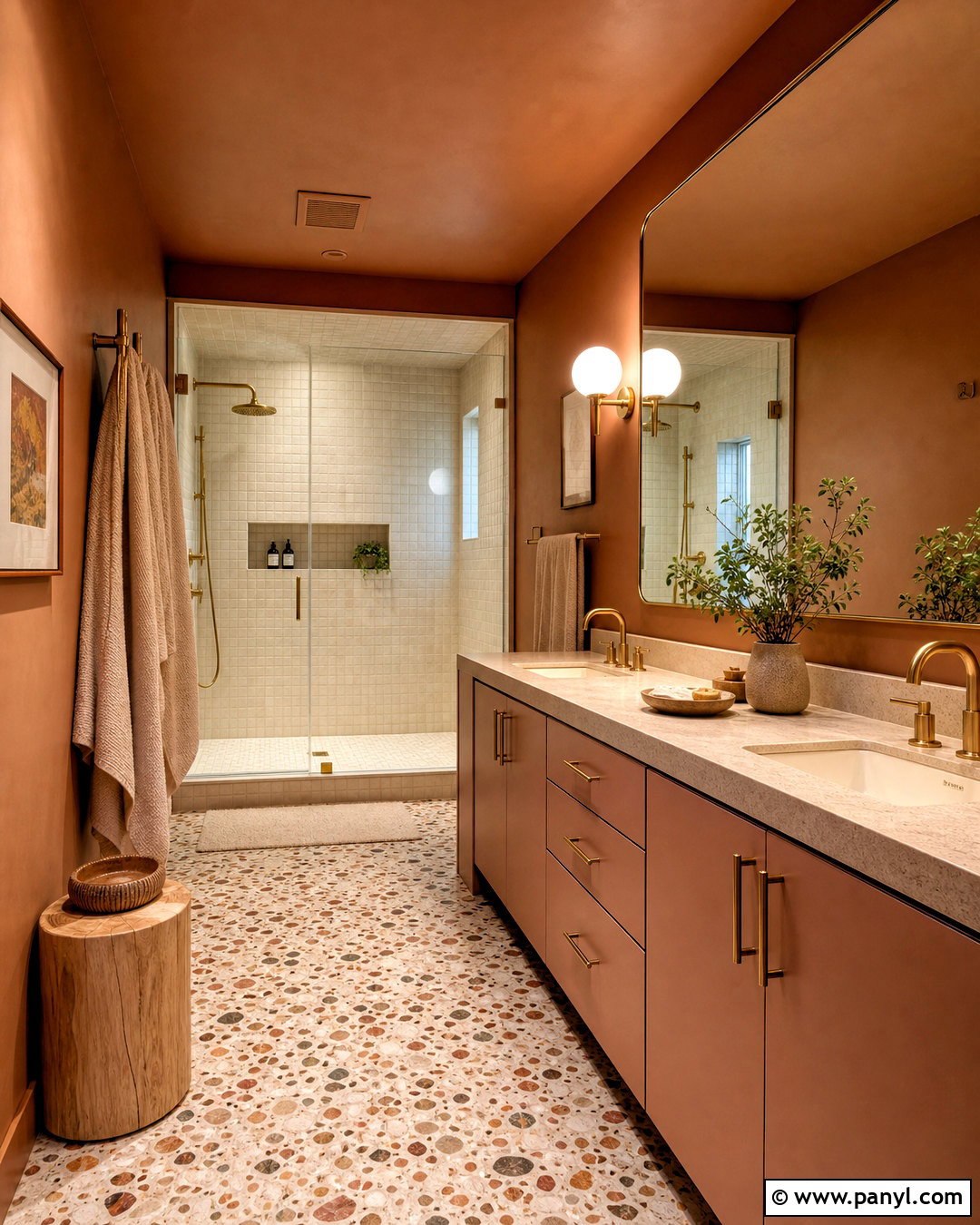 Color-Drenched Clay Bathroom Paint Scheme - 20 bathroom paint ideas colour schemes