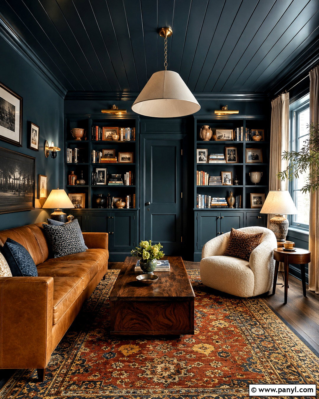 Color-Drenched Dark Ceiling Room - 20 dark painted ceiling ideas