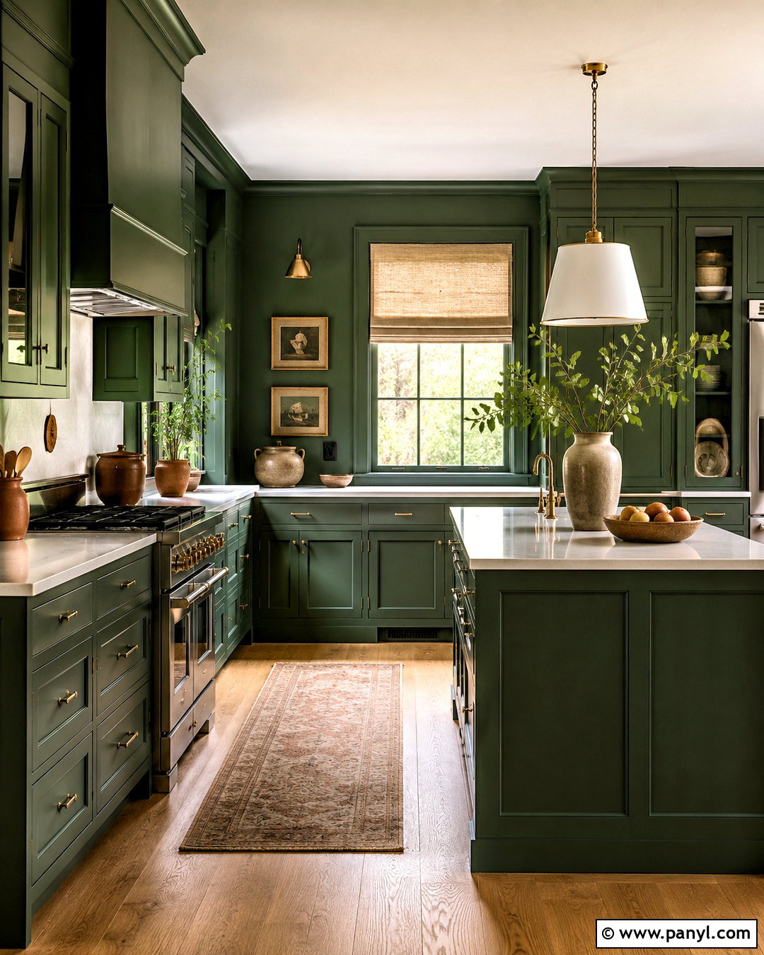 Color-Drenched Dark Green Kitchen - 20 dark kitchen ideas