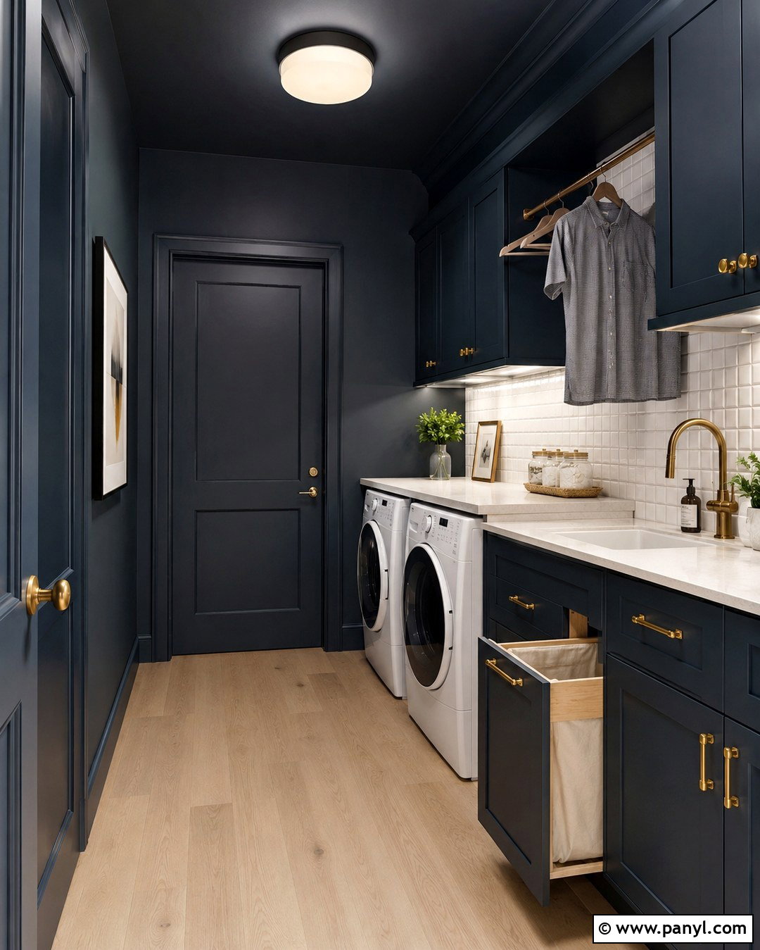 Color Drenched Dark Laundry Room - 20 Dark Wall Laundry Room Ideas