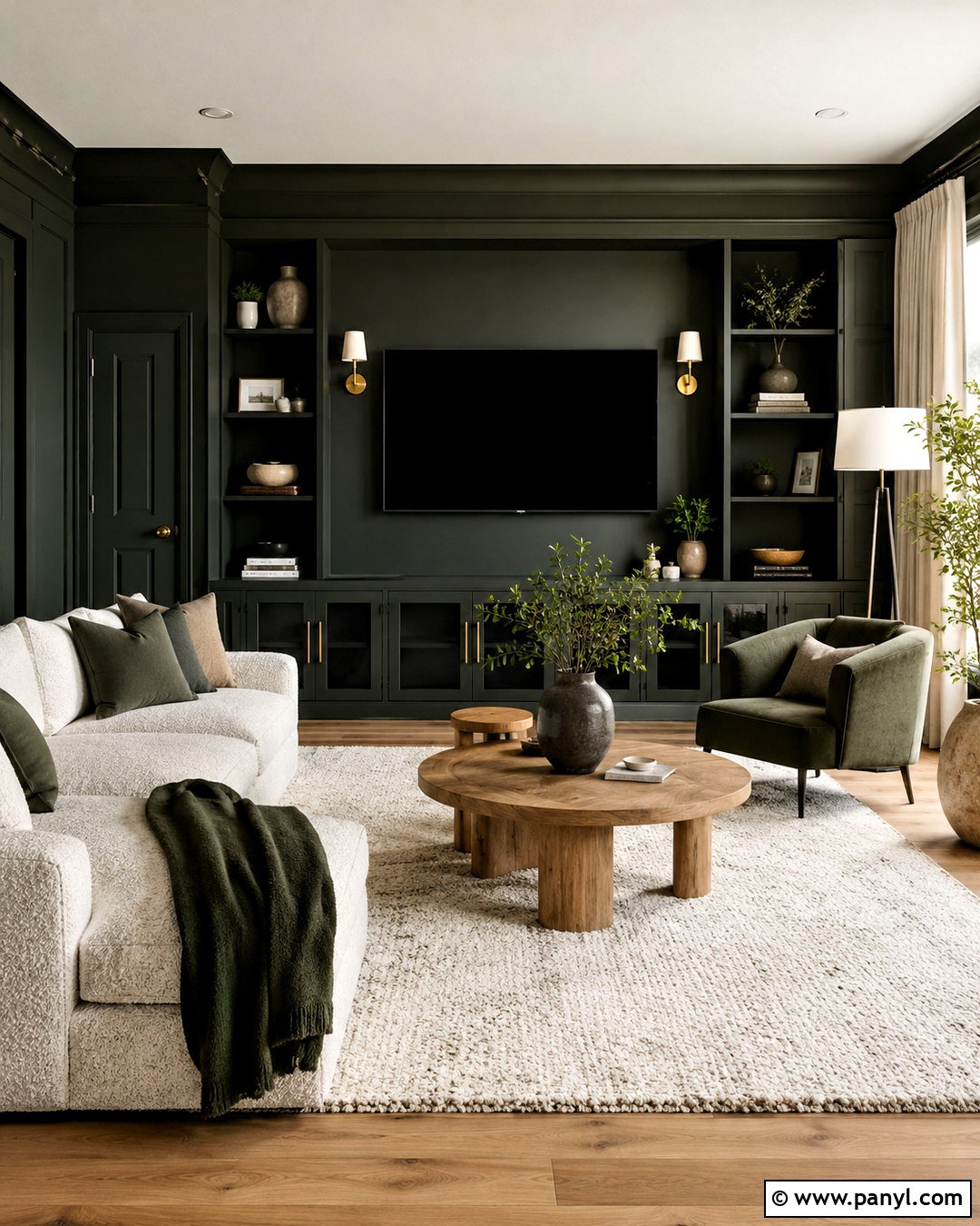 Color-Drenched Dark TV Wall - 20 dark tv wall living room ideas
