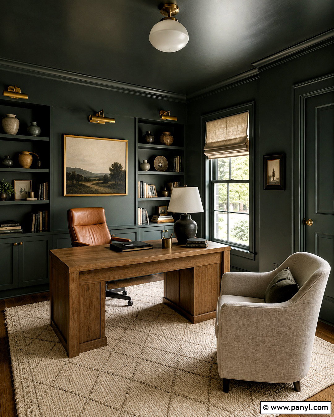 Color-Drenched Dark Walls Office - 40 dark walls
