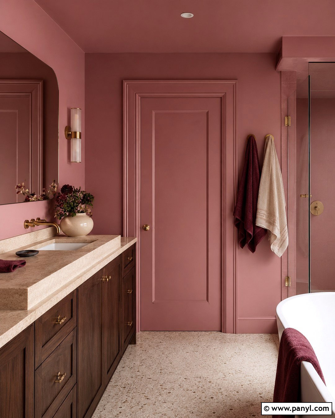 Color Drenched Dusty Pink Bathroom - 20 Dusty Pink Bathroom Walls
