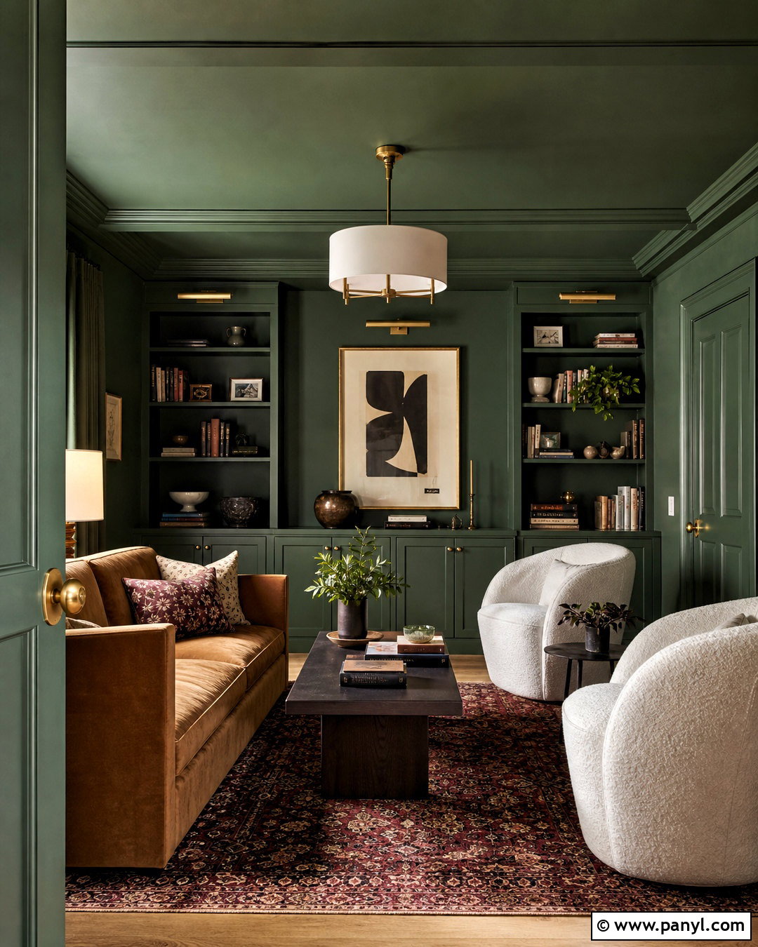 Color Drenched Green Den - 20 green painted rooms