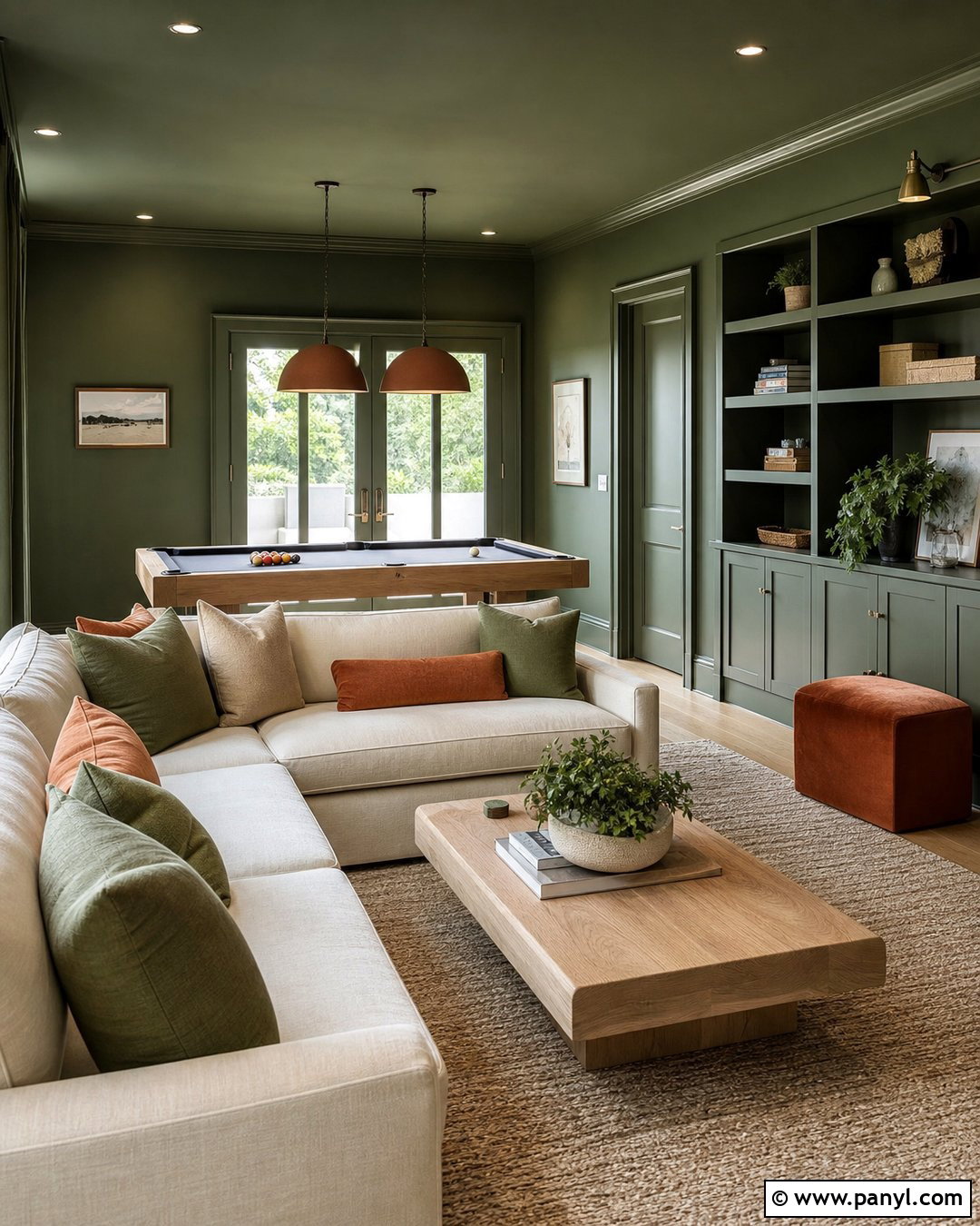 Color-Drenched Green Game Room - 20 Green Wall Game Room Ideas
