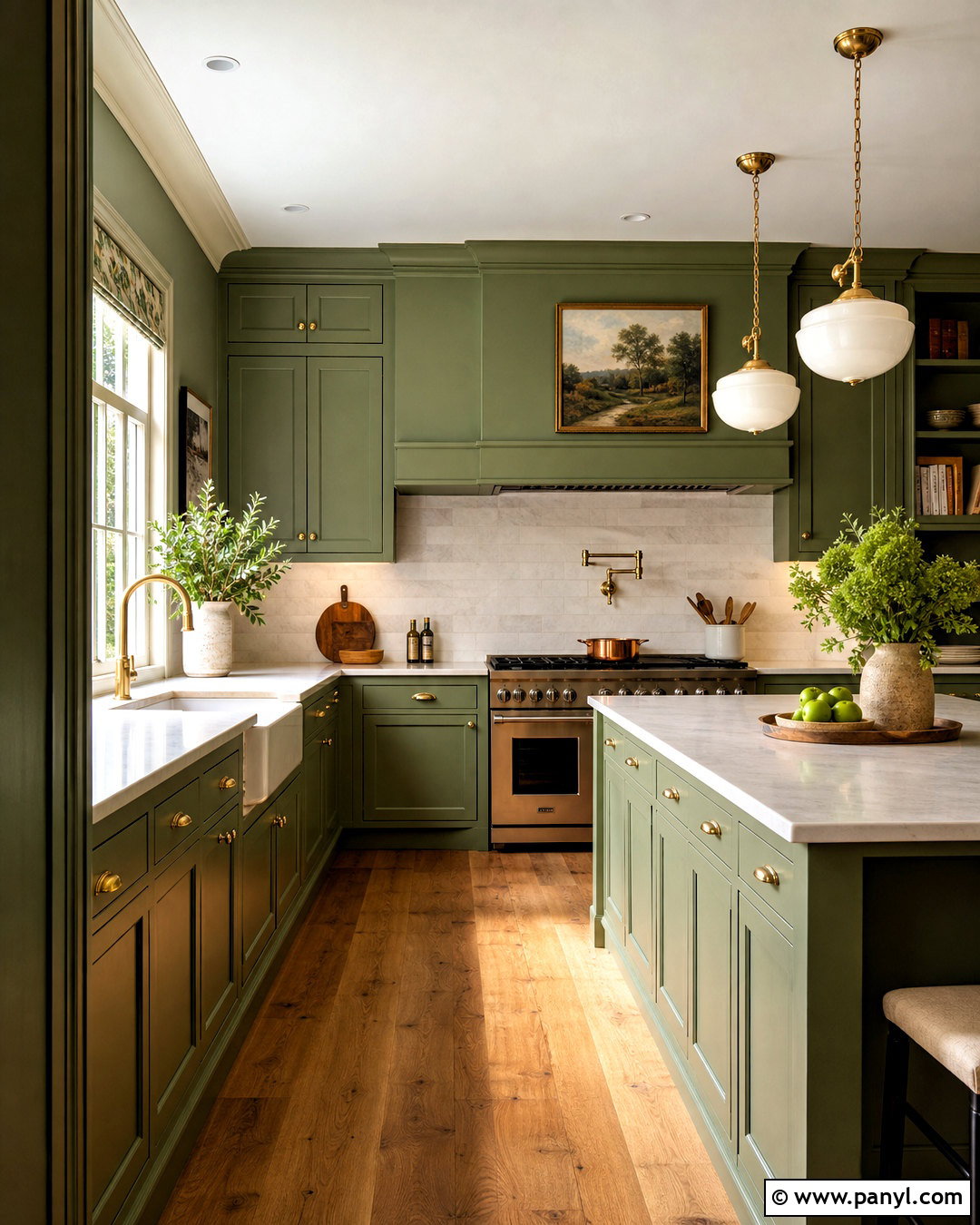 Color-Drenched Green Kitchen Walls - 20 kitchen paint ideas walls colour schemes