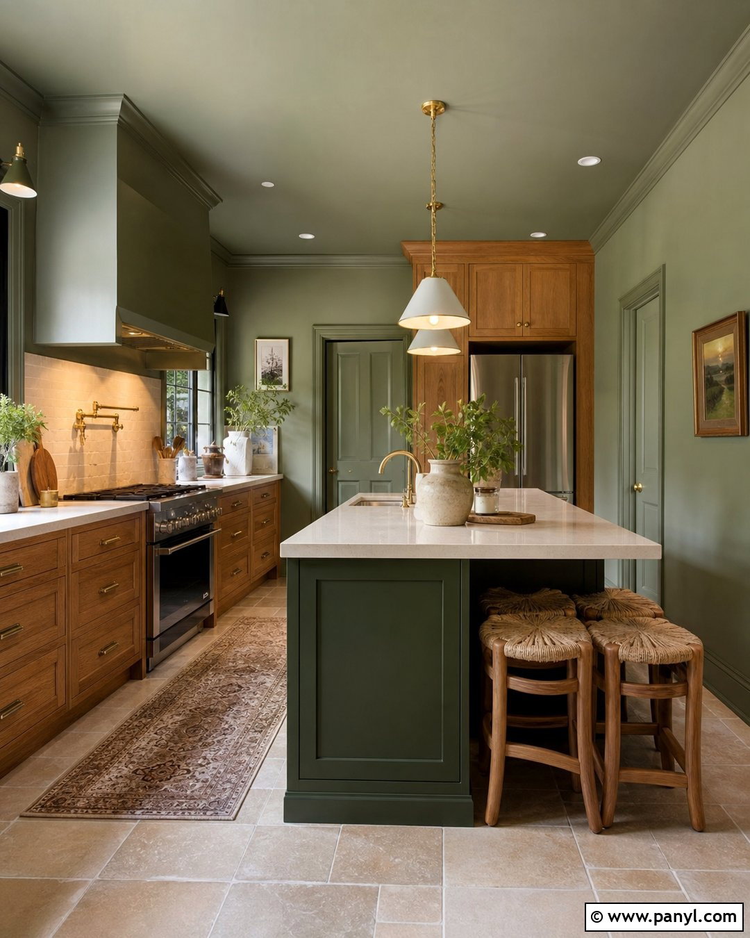 Color Drenched Green Kitchen Walls - 35 Kitchen Color Ideas For Walls