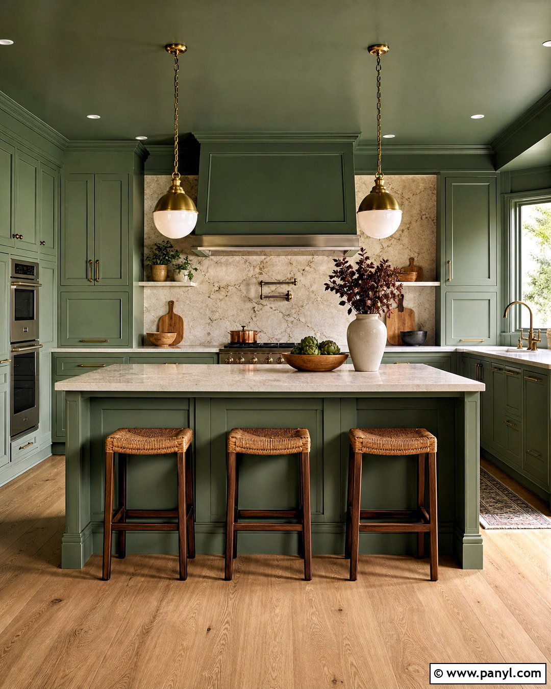 Color Drenched Green Kitchen - 20 kitchen room colour ideas