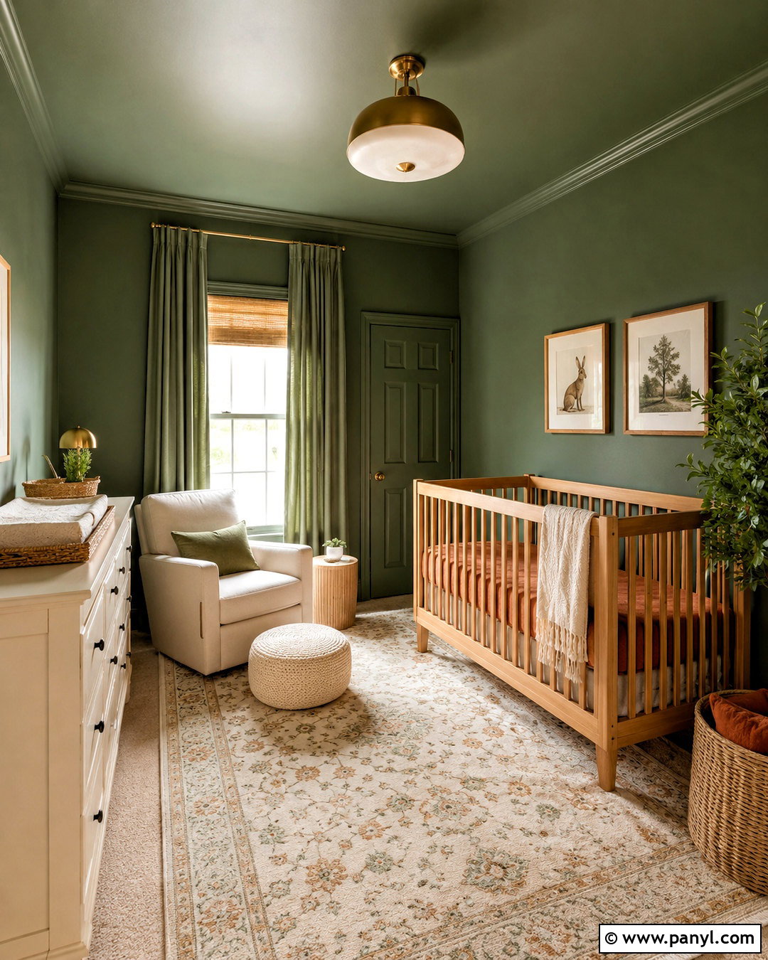 Color Drenched Green Nursery - 20 dark baby nursery ideas