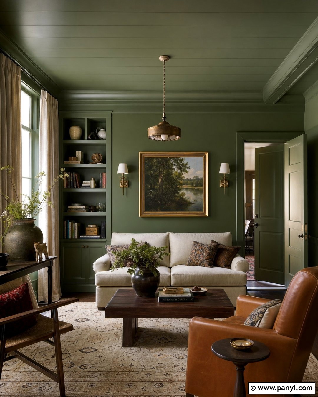 Color Drenched Green Sitting Room - 50 home wall colour ideas