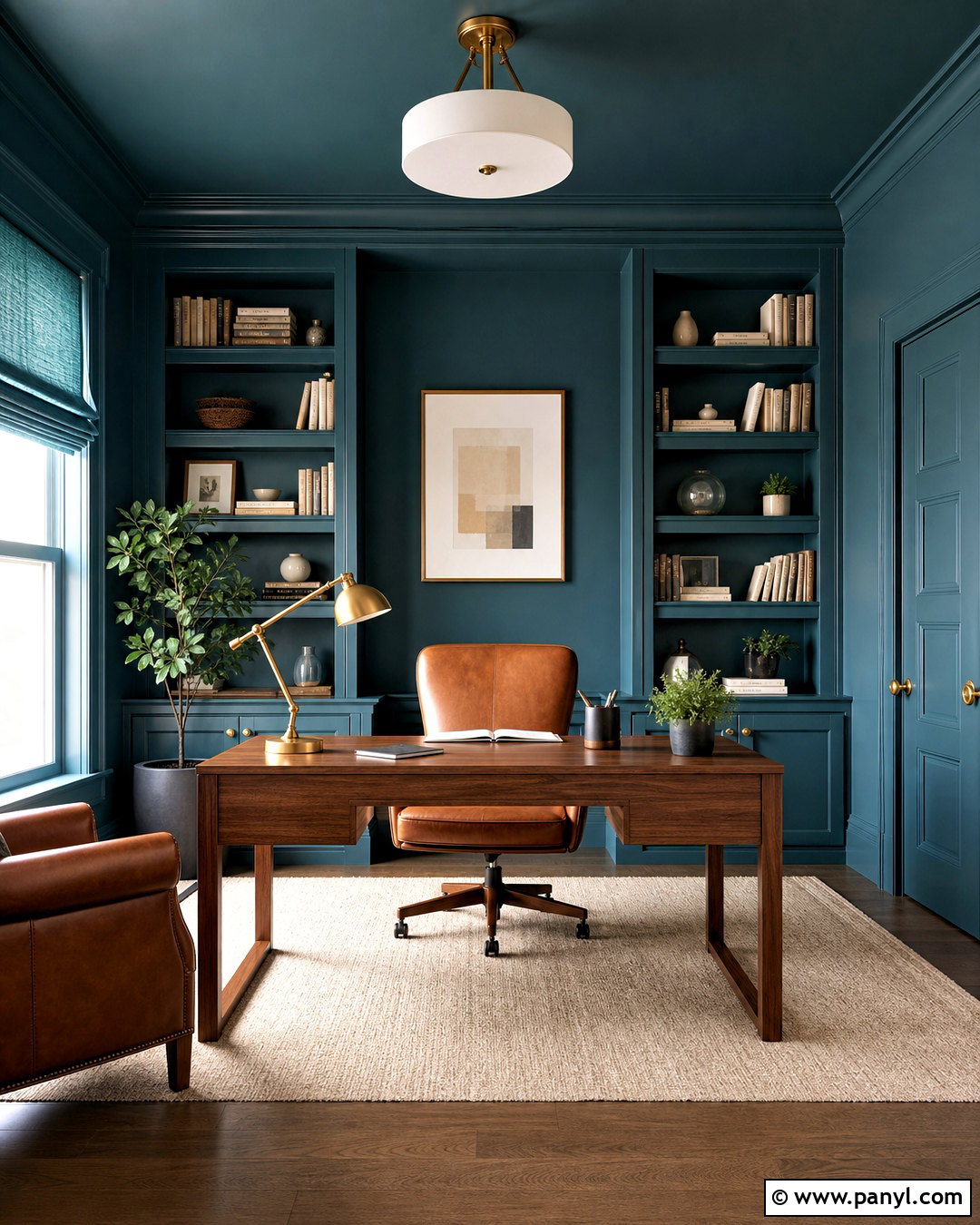 Color-Drenched Home Office Paint - 20 house painting ideas interior ideas