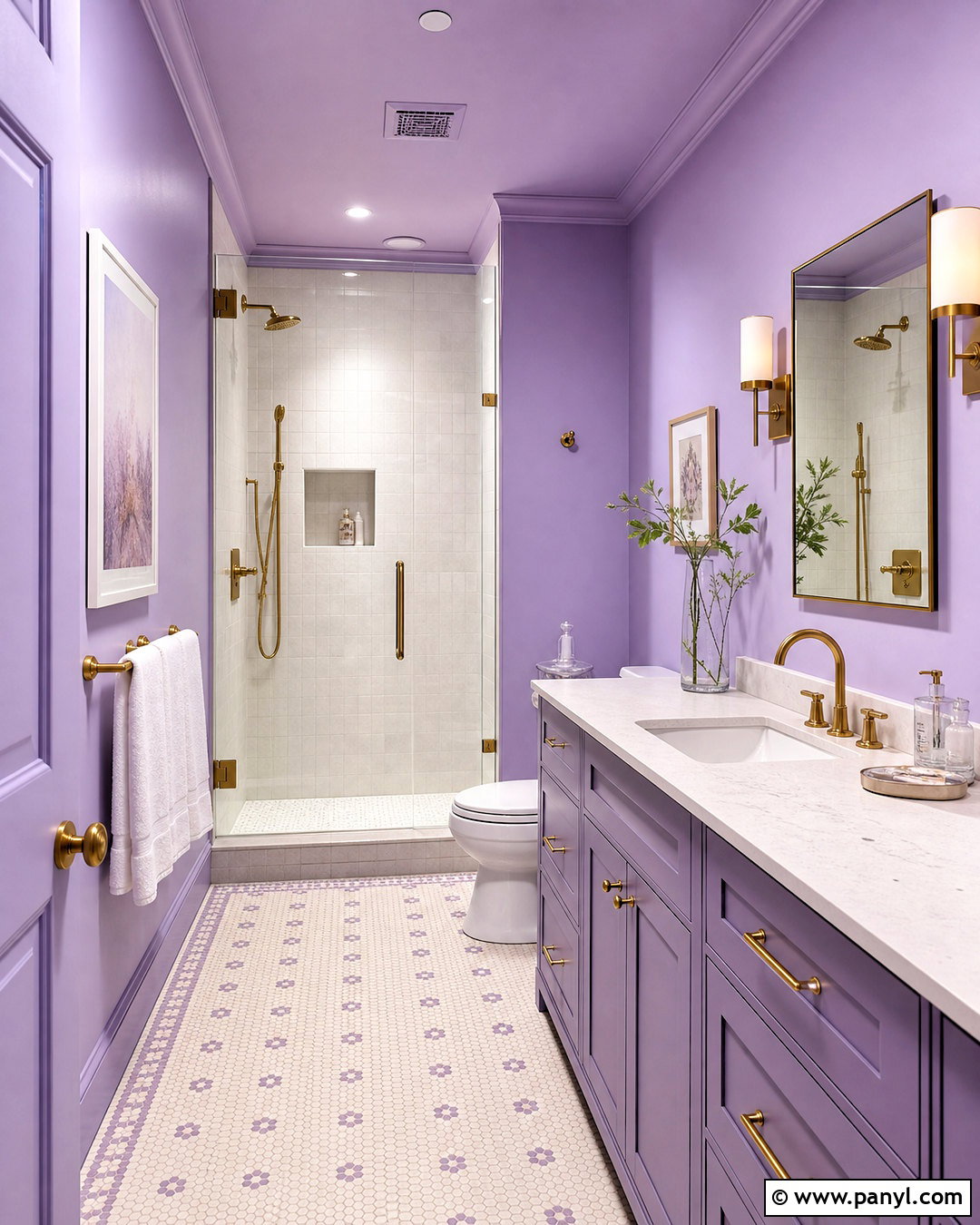 Color Drenched Lavender Bathroom - 20 lavender bathroom ideas