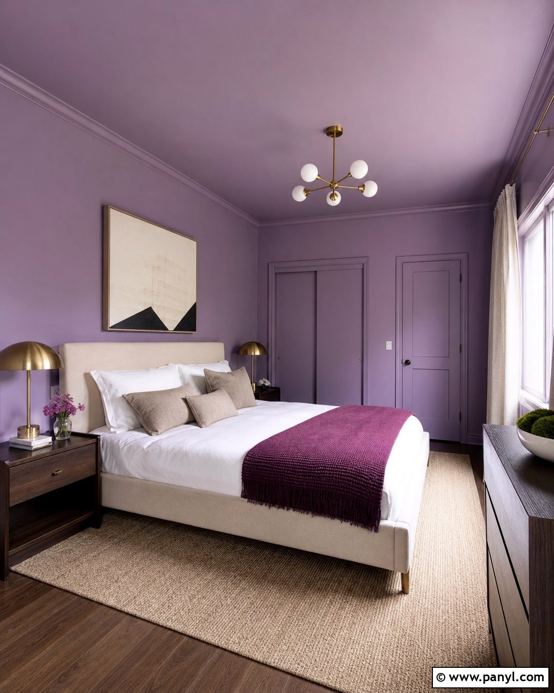 Color Drenched Lavender Bedroom - 35 Lavender Walls