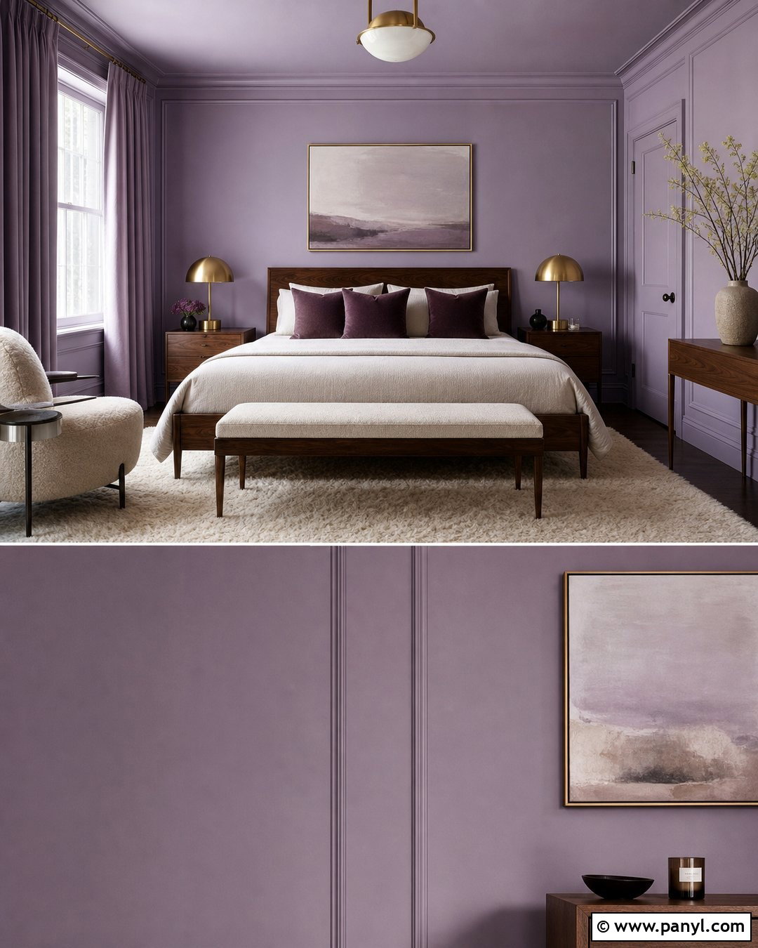 Color-Drenched Lavender Bedroom - 35 lavender wall ideas