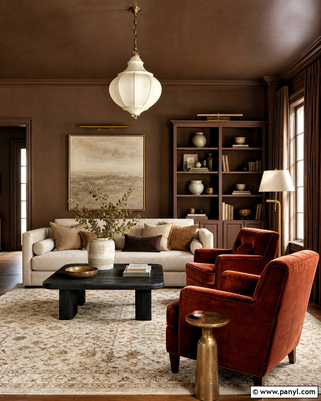 Color-Drenched Limewash Living Room - 20 limewash walls living rooms