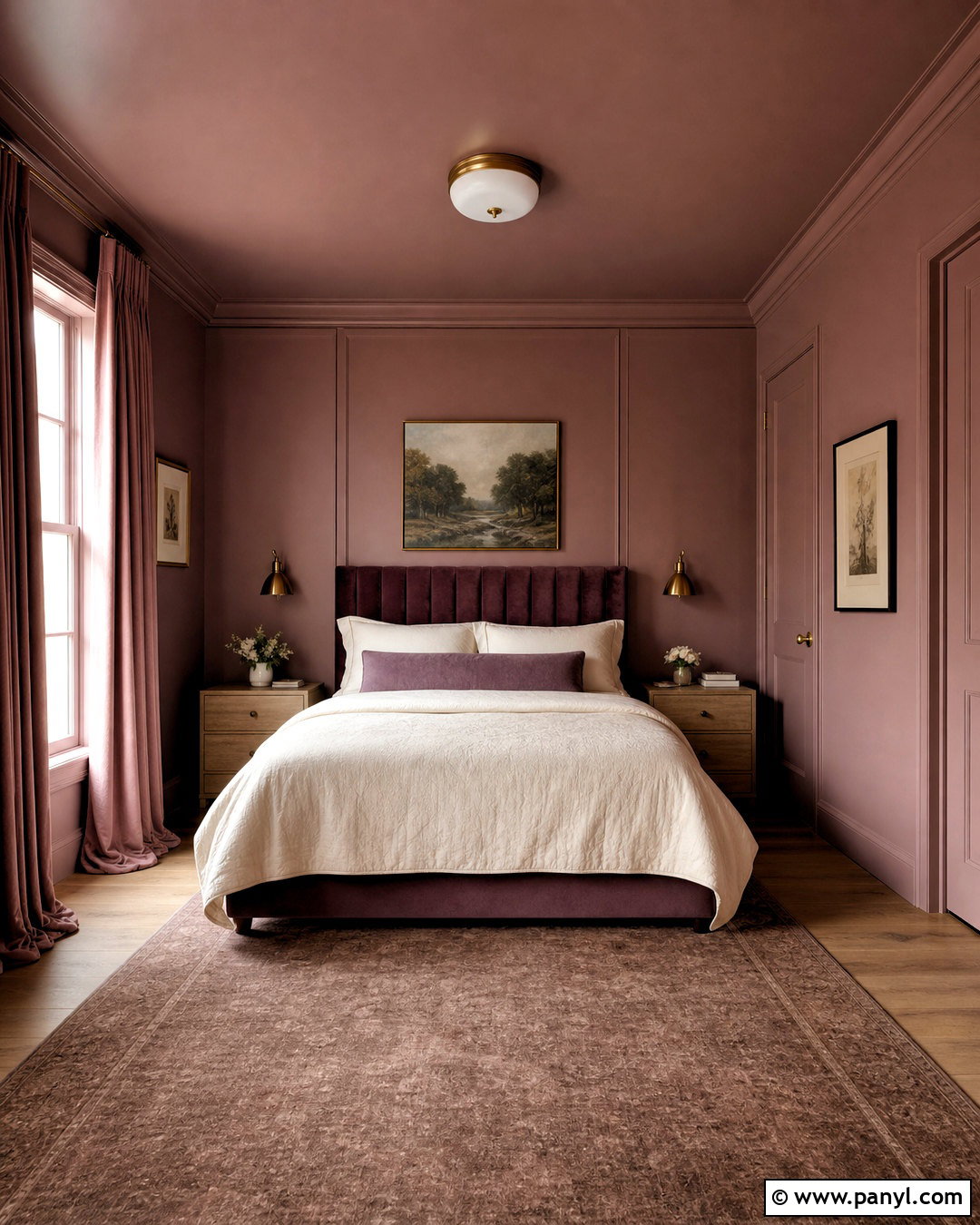 Color-Drenched Mauve Bedroom - 20 mauve bedroom ideas