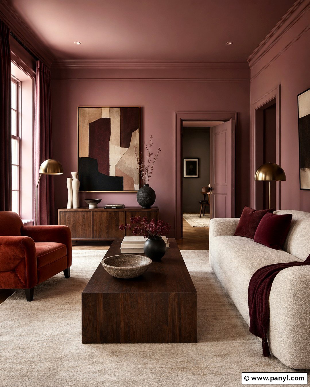 Color Drenched Mauve Living Room - 20 Living Room Wall Color Ideas Modern Ideas