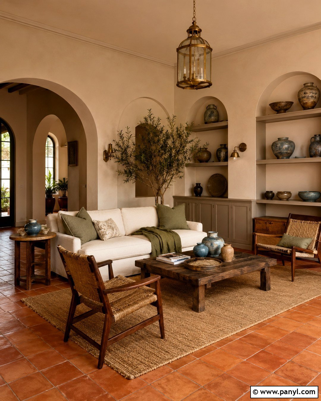 Color Drenched Mediterranean Neutral Walls - 20 Mediterranean Wall Paint Ideas