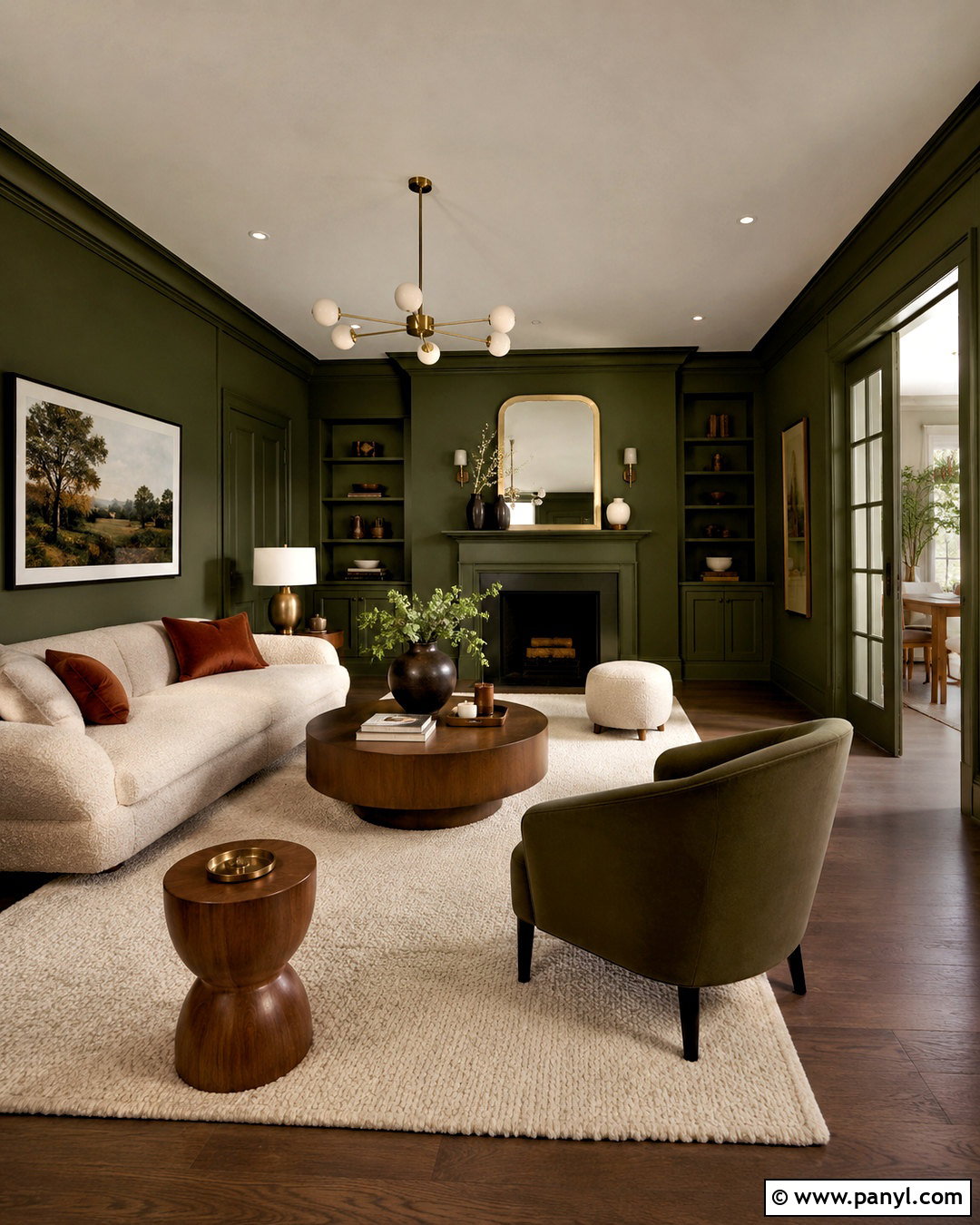 Color Drenched Olive Green Living Room - 20 olive green living room ideas