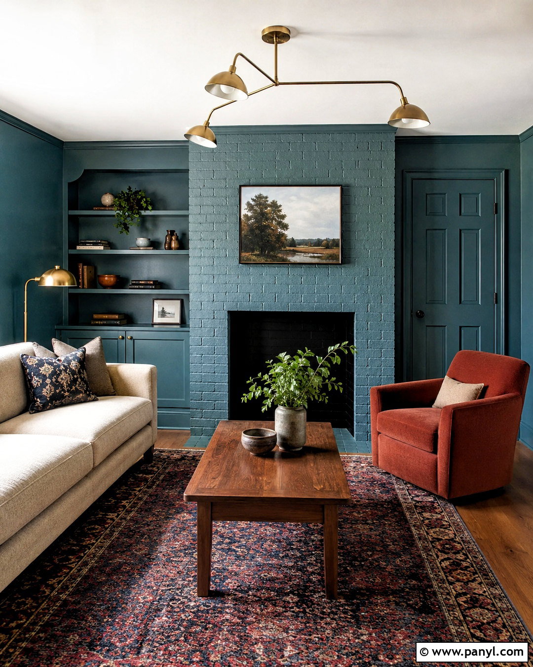 Color Drenched Painted Brick Room - 20 brick painting interior ideas