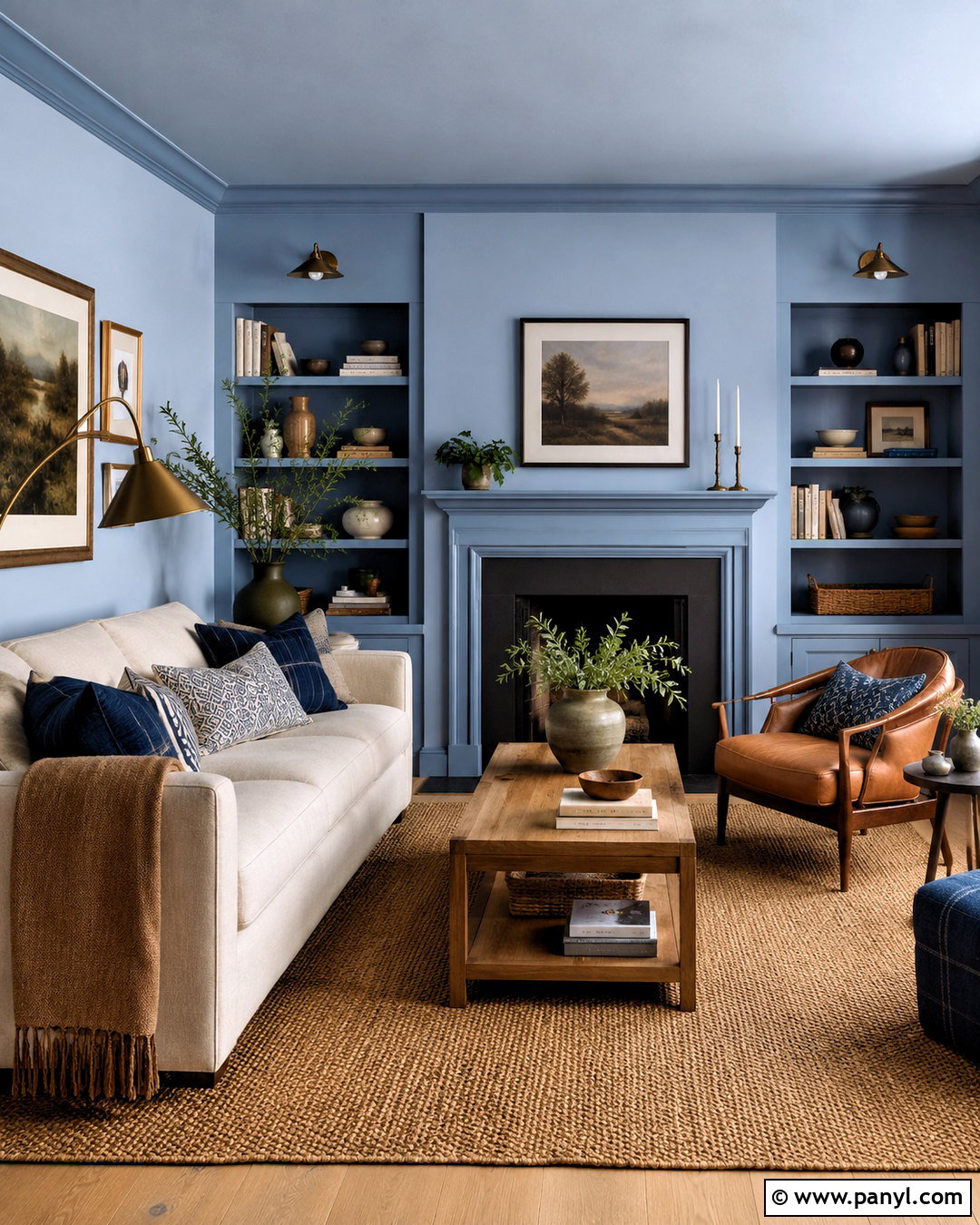 Color-Drenched Pale Blue Living Room - 20 pale blue living room ideas