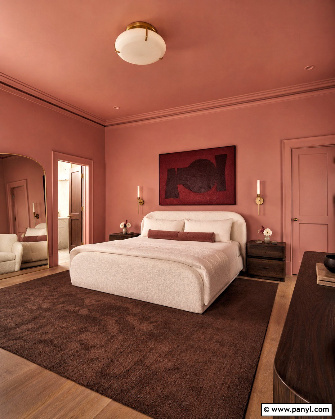 Color-Drenched Pink Bedroom - 20 pink paint bedroom ideas