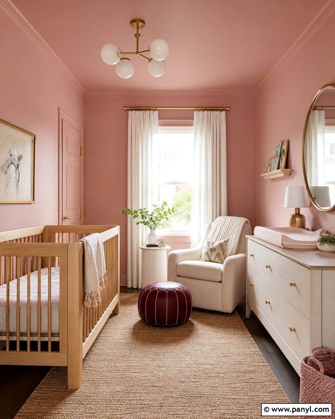 Color Drenched Pink Nursery - 25 Pink Walls Nursery Ideas