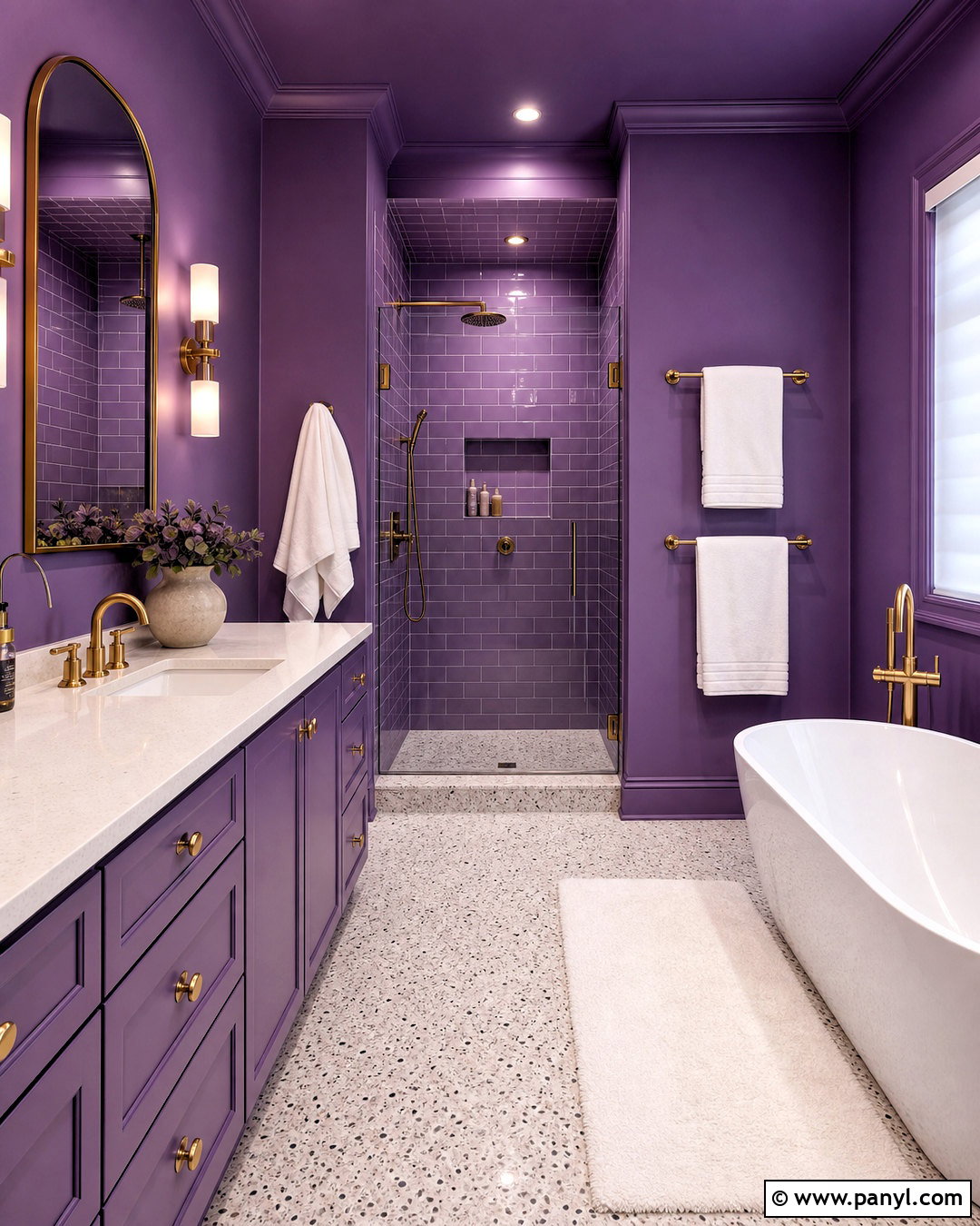 Color-Drenched Purple Bathroom - 20 purple bathroom ideas