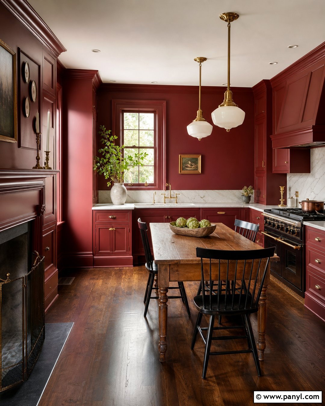Color-Drenched Red Kitchen Walls - 35 red kitchen walls