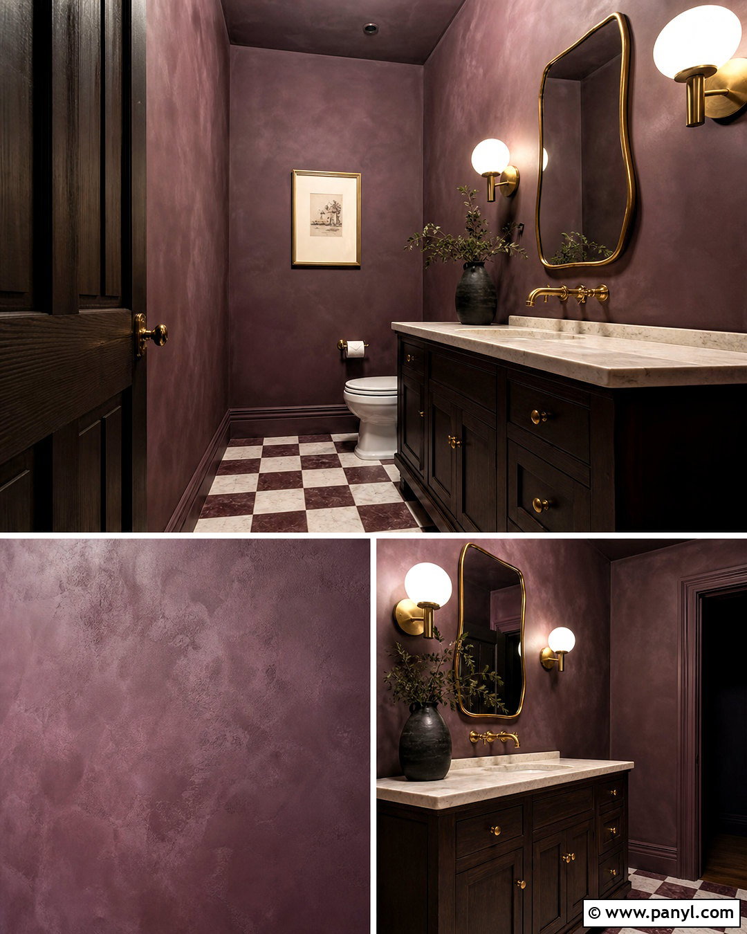 Color Drenched Roman Clay Powder Room - 20 roman clay walls