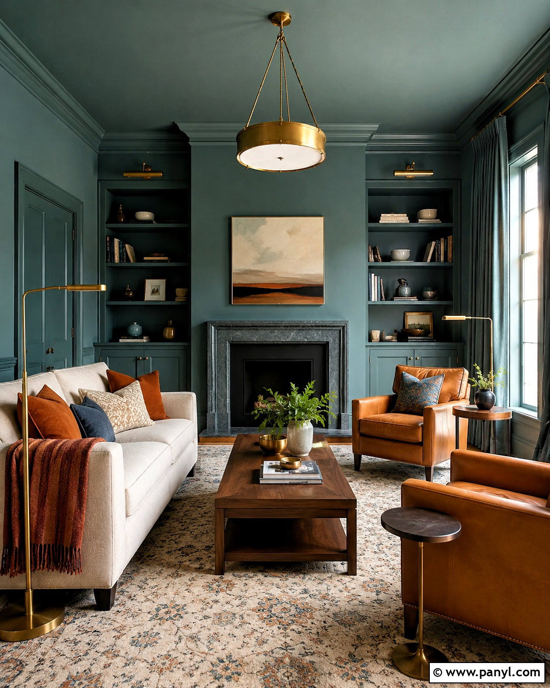 Color Drenched Sitting Room - 35 Sitting Room Paint Color Ideas