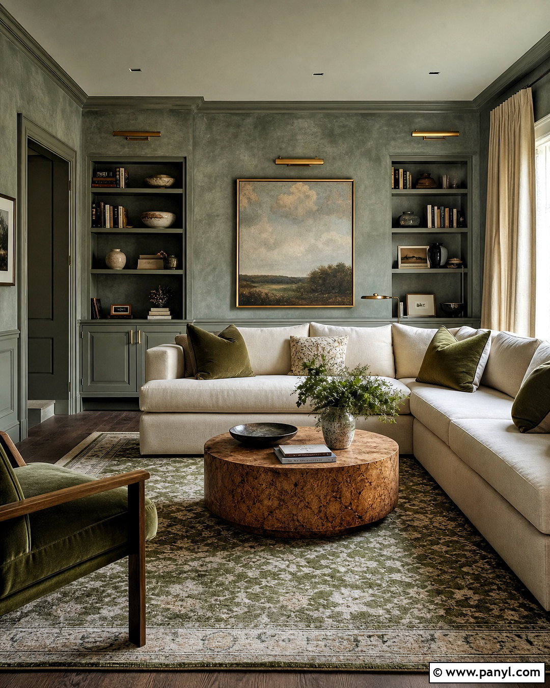 Color-Drenched Stone Wash Lounge - 20 stone wash wall ideas
