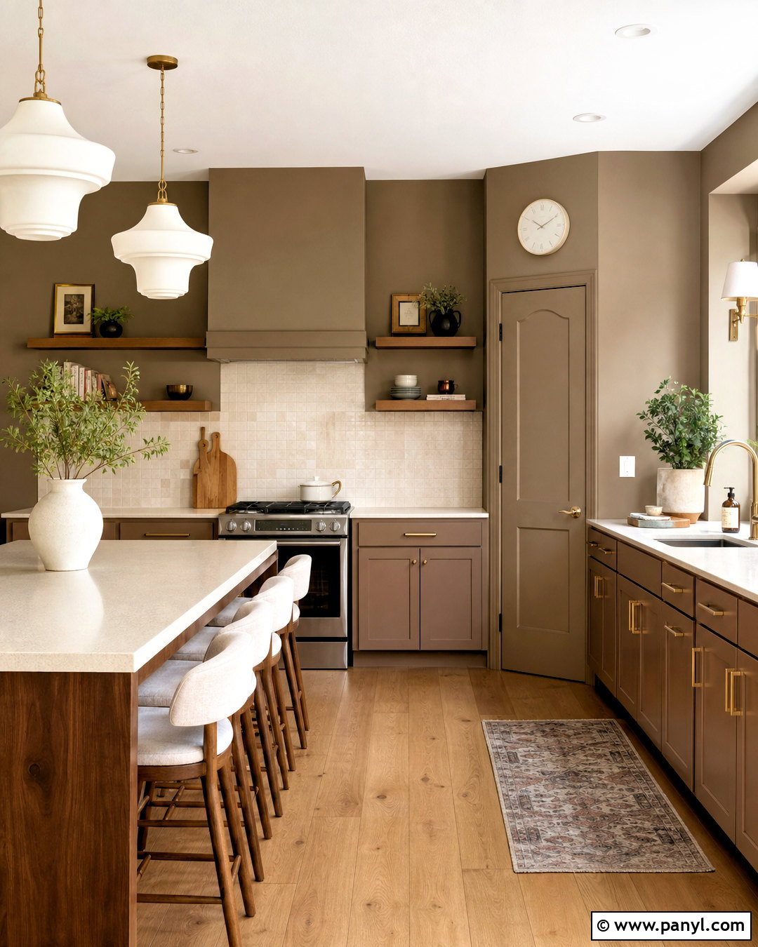 Color-Drenched Taupe Kitchen Walls - 20 kitchen walls paint ideas