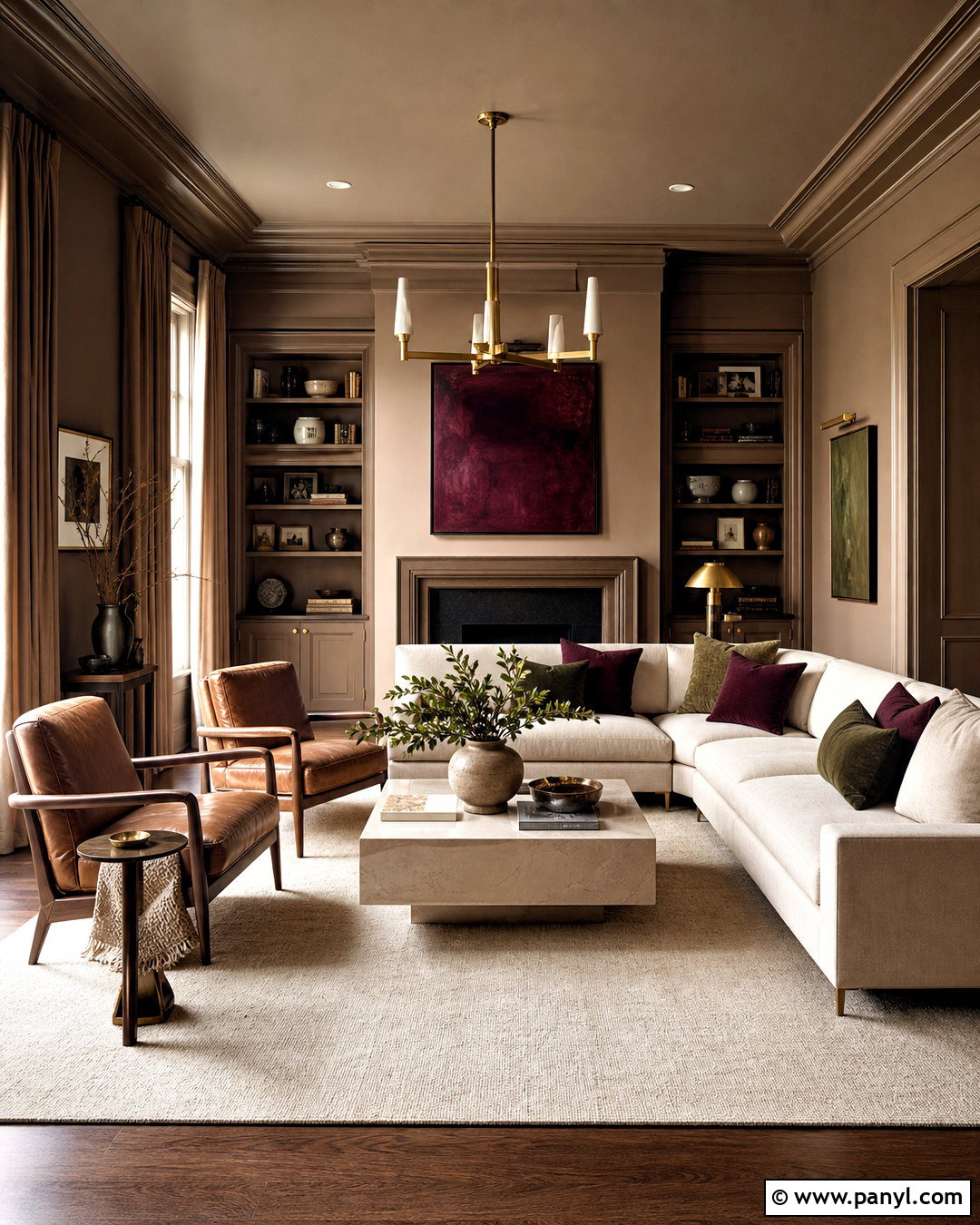 Color Drenched Taupe Living Room - 20 taupe walls living room ideas