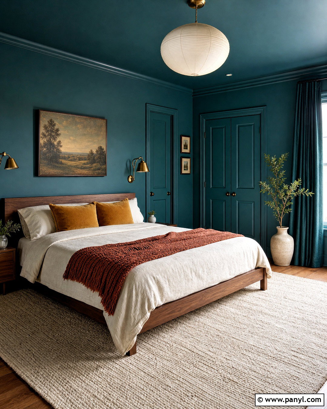 Color Drenched Teal Bedroom Wall Paint - 20 room wall paint ideas