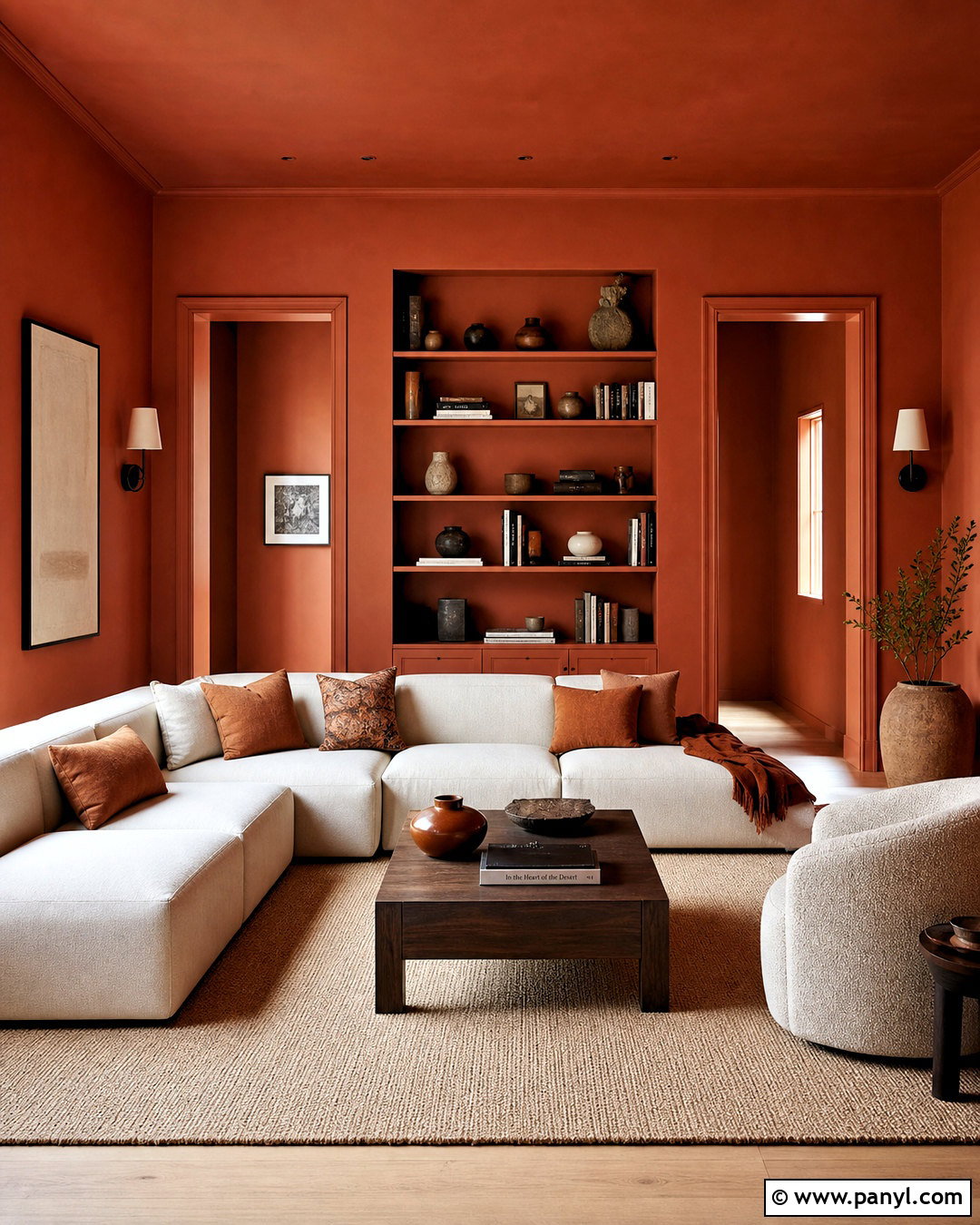 Color-Drenched Terra Cotta Living Room - 20 terra cotta living room ideas
