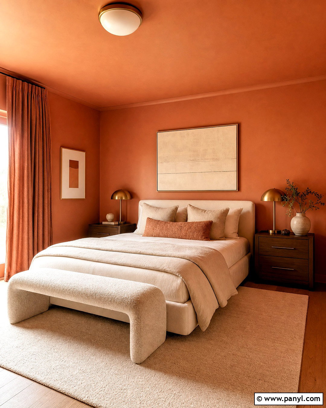 Color-Drenched Terracotta Bedroom Walls - 20 terracotta bedroom walls