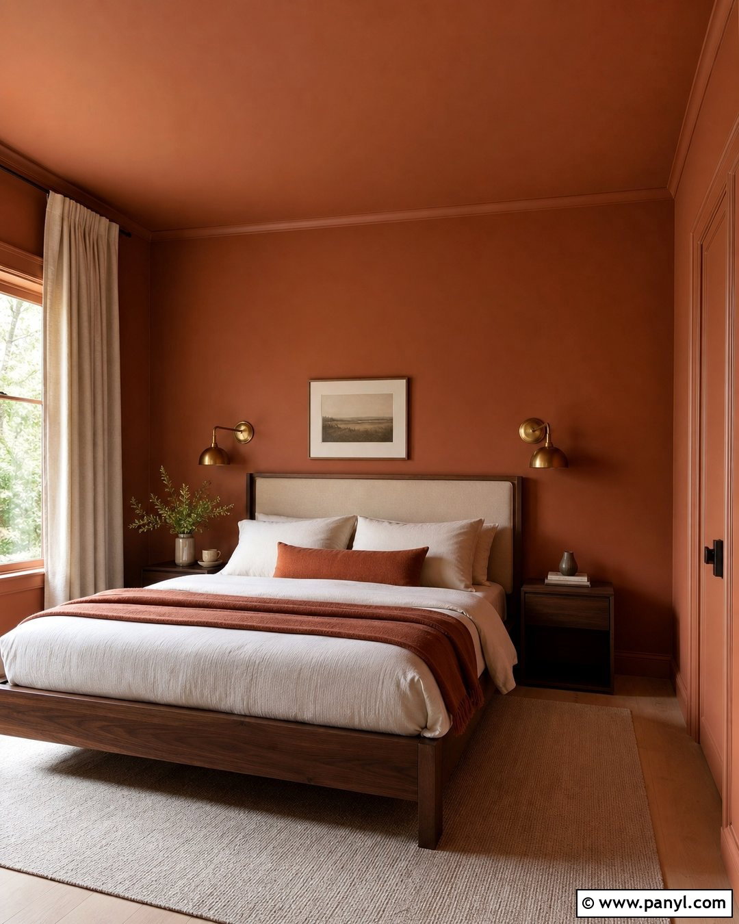 Color Drenched Terracotta Bedroom - 40 Terracotta Wall Color Ideas