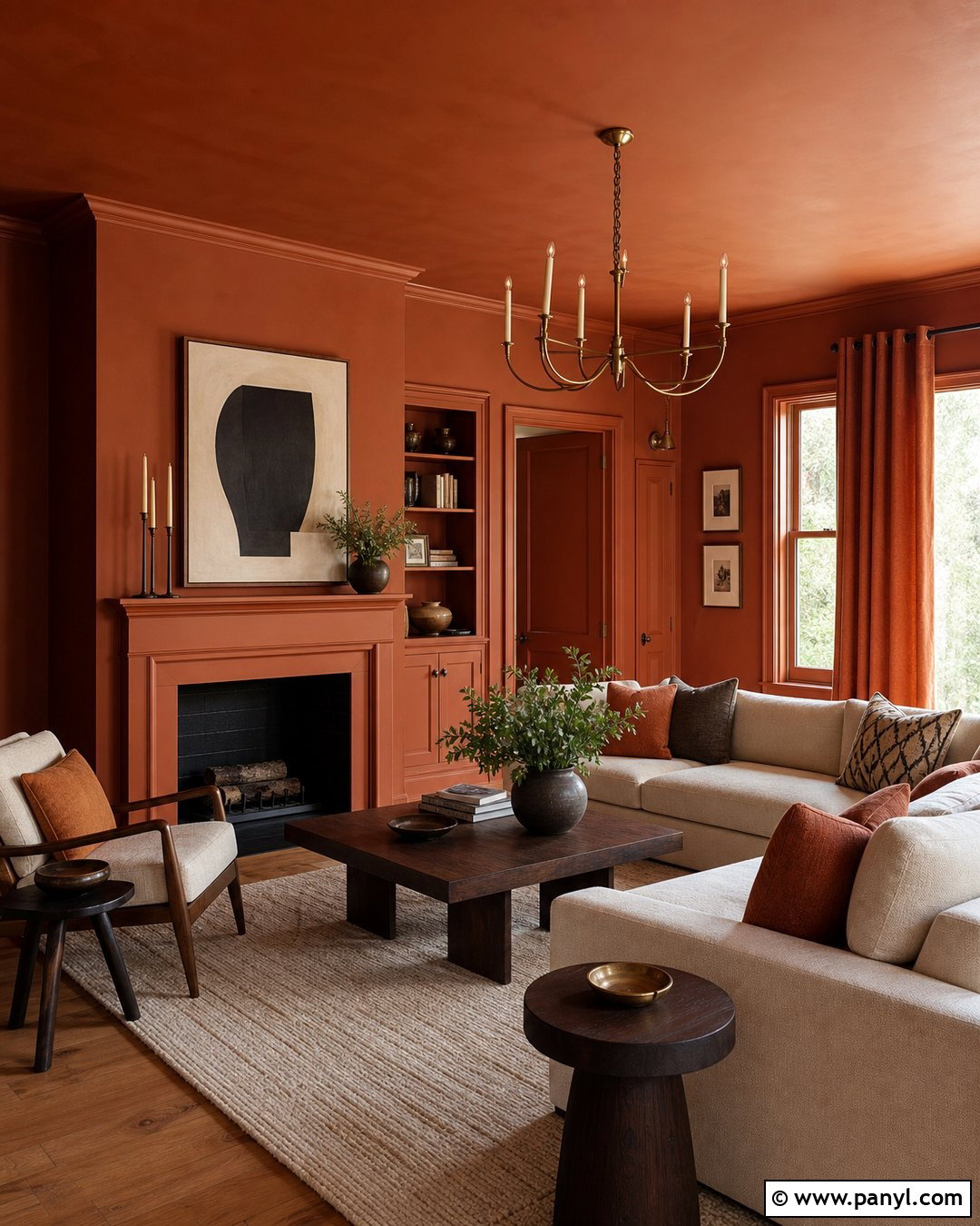 Color Drenched Terracotta Living Room - 40 Terracotta Wall Color Ideas