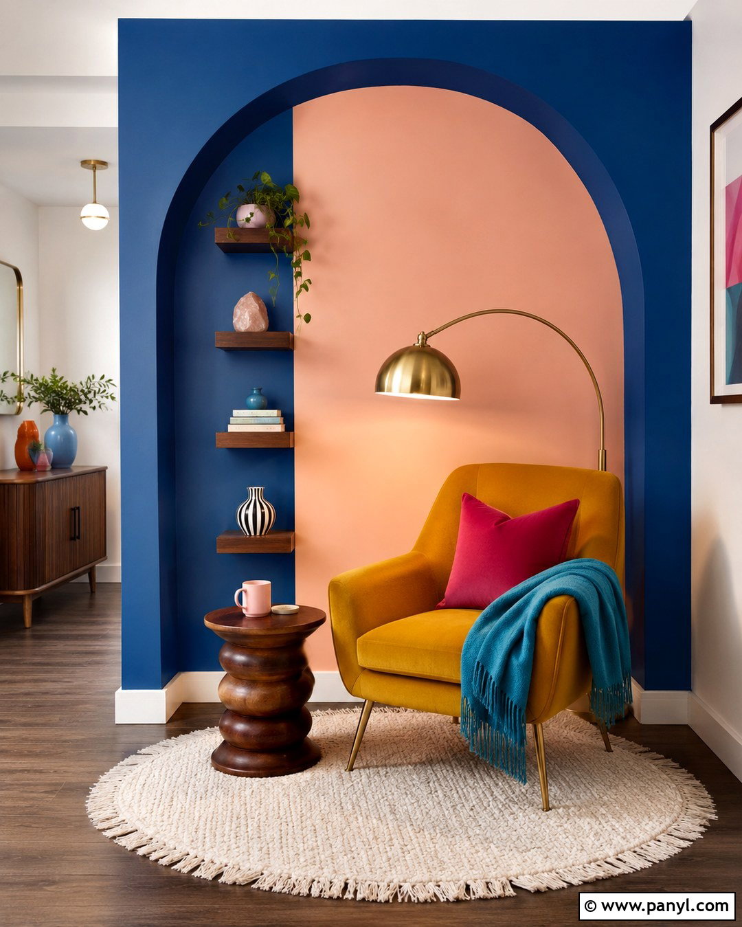Colorful Arch Wall in Reading Nook - 20 Colorful Interior Walls